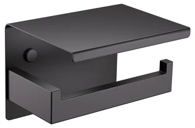 Image de Porte-papier hygiénique sans perçage, porte-papier hygiénique autocollant en acier inoxydable, porte-papier hygiénique pour la cuisine et la salle de bains, noir