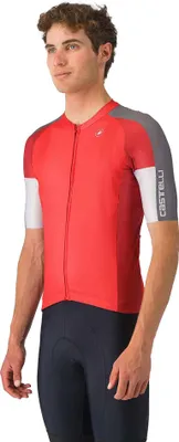 Image de Maillot Castelli Entrata 6 pour homme, court, rouge-gris fumé-gris argenté, taille XL