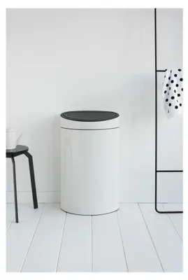 Image de Brabantia Touch Bin Poubelle avec insert plastique, poubelle, seau à déchets, blanc / couvercle blanc, 40 L, 114984
