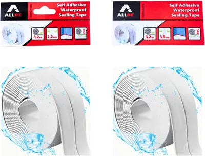 Produktbild von 2x Dichtungsband Wasserdicht PVC 3,2m Weiß 3,8cm + 2,2cm Bad Küche Fenster