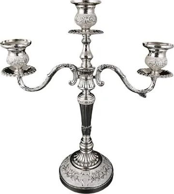 Obrázok produktu pre INF Elegantný svietnik v európskom štýle - Vintage trojramenný svietnik pre domácu dekoráciu Strieborná + biela
