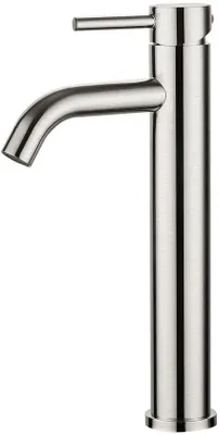 Image de Robinet mitige pour vasque Unyqoos® de couleur gris mat, hauteur de 205 mm, en laiton avec revêtement PVD en 3 couches, économie d'eau d'environ 30%, cartouche en céramique, raccords flexibles