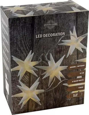 Image de Guirlande lumineuse à LED - L 2 m - avec 6 étoiles - Blanc - plastique - fonctionne à piles