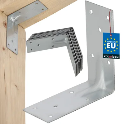 Obrázok produktu pre KOTARBAU® Sada 12 ks uhlových spojok, regálové uholníky 120x120x60 mm, uholníky pre ťažké zaťaženie, oporné uholníky, vystužené kovové uholníky, stavebné spojky, pozinkovaná oceľ