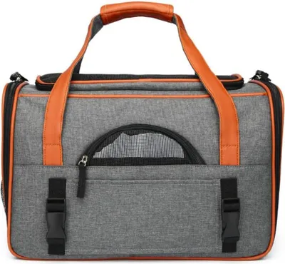 Produktbild von Katzen Transporttasche,faltbar hundetransportbox 45x25x28cm, tragbar & atmungsaktiv, reflektierend, waschbar, sicher für Reisen & Auto