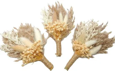 Productafbeelding van Famanu Boutonnières, 3 stuks - Boheemse stijl, natuurlijke gedroogde bloemen