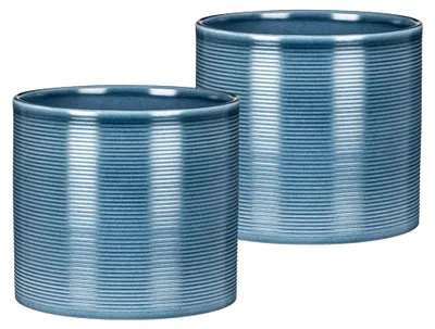 Produktbild von Blumentopf 2er Set aus Keramik, Farbe: Blue Jeans, 16 cm Durchmesser, 15 cm hoch, 2,6 l Vol.