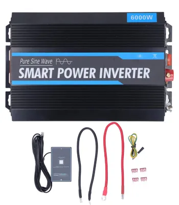 Obrázok produktu pre Čistý sinusový menič, inteligentný automatický menič s LED displejom pre solárne systémy, DC 12 V až AC 220 V, 6000 W