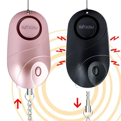 Obrázek produktu pro Osobní alarm, přenosný alarm, siréna, pro sebeobranu, bezpečnostní přívěšek (růžezlatá + černá)