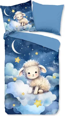 Immagine prodotto di Biancheria da letto in pura microfibra 135 X 200 cm + 1- 80 X 80 cm Blu pecora