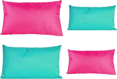 Produktbild von 4x Outdoor Lounge Kissen Set viele Farben Dekokissen inkl. Füllung Wasserfest Sitzkissen Garten Stuhl 30x50cm + 40x60cm, Farbe:2x Aqua - 2x Pink