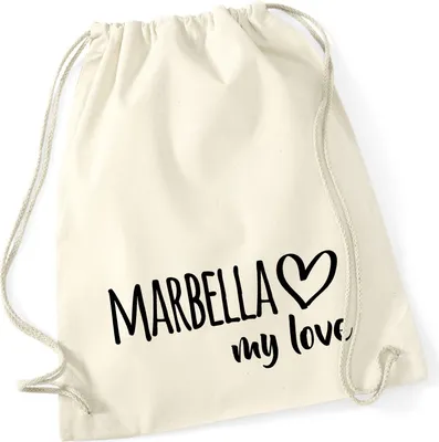 Produktbild von Huuraa Turnbeutel Marbella my love 12 Liter Natural Baumwolle Rucksack Geschenkidee