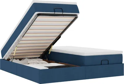Immagine prodotto di vidaXL Ottoman letto con materassi blu 200x200 cm tessuto