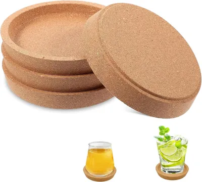 Produktbild von Untersetzer 6er Set, rund, Kork, hitzebeständig, für Gläser