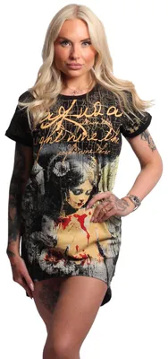 Produktbild von Yakuza Damen Sorrow Urban T-Shirt Kleid, Schwarz, XS