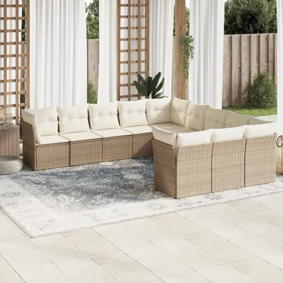 Produktbild von Möbel 11-tlg. Garten-Sofagarnitur mit Kissen Beige Poly Rattan 2024
