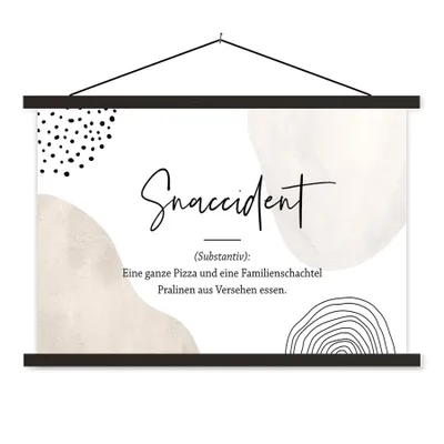 Produktbild von MuchoWow® Textilposter Sprichwörter - Zitate - Snaccident - Wörterbuch - Snaccident Definition 90x60 cm mit schwarzem Rahmen - Aufhängungssatz