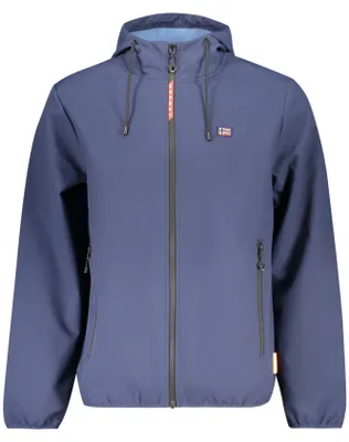 Produktbild von Herren Softshell-Jacke Blau mit Kapuze und Kontrastdetails