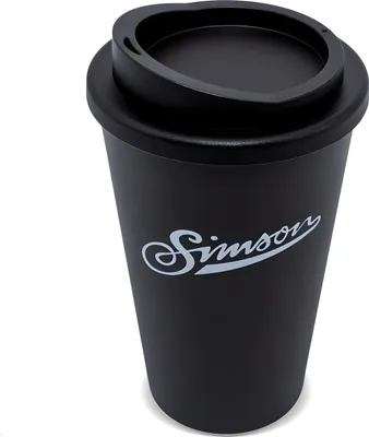 Produktbild von Thermobecher mit Schraubverschluss, 350ml schwarz, Motiv: SIMSON