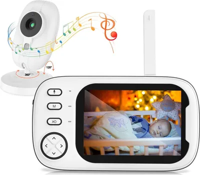 Produktbild von Babyphone mit Kamera 3,5 Zoll LCD, Gegensprechfunktion, Nachtsicht, Schlaflieder, Stillerinnerung, ohne WLAN