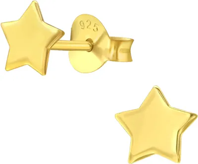 Produktbild von 925 Sterling Silber Ohrstecker vergoldet mit Stern 5mm