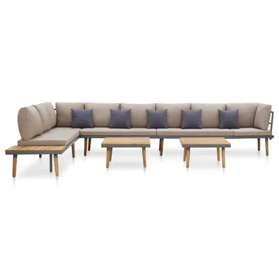 Image de vidaXL Ensemble de salon de jardin 7 pièces avec coussins en bois massif d'acacia