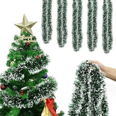 Produktbild von 10M Girlande Weihnachten,Weihnachtsdeko Girlanden Tannengirland Wie Echt Girlande Weihnachten Aussen Innen Outdoor Tš¹r Kugelkranz Weihnachtsgirlande Weihnachtsdeko Tannengirlande Kš¹nstliche,Grš¹n/Wei?