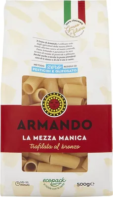 Produktbild von 10x Il Grano Di Armando La mezza manica Italienischer Weizen Bronze gezeichnet 100% Italienische Pasta 500g