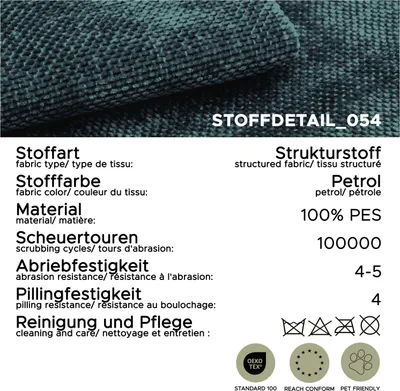 Produktbild von xonox.home Tenso 2,5 Sitzer petrol B/H/T: 217x72x96cm