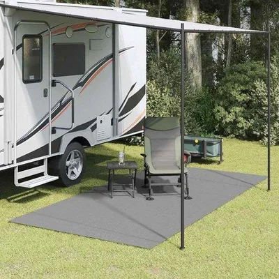 Productafbeelding van Tenttapijt - Outdoor kleed - Bescherming tegen weer - Waterafstotend polyester - 35 x 4 m - Antraciet