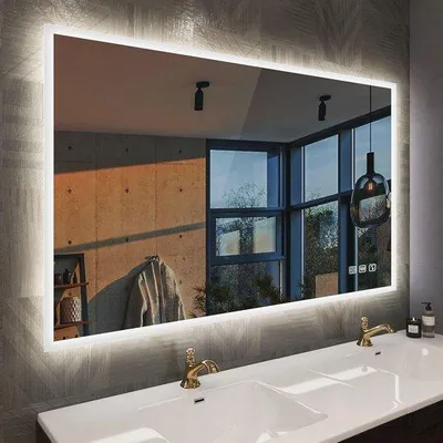 Image de Miroir de salle de bains avec éclairage LED à intensité variable, 100 x 70 cm, Bluetooth, déshumidificateur, 3 températures de couleur