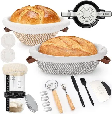 Productafbeelding van 21-delige Set voor Brood- en Rijstmanden met Bakgereedschap
