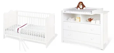 Produktbild von Pinolino Kinderzimmer-Set 'Florentina' extrabreit, 2-tlg. Nachbildung: Uni, weiß