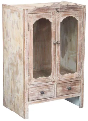 Produktbild von Beistellschrank, Kommode, Nachttischschrank, Flurschrank mit Glastür - Modell 8, Weiß, Holz,Glas, 95*61*39 cm, Schränke & Kleiderschränke