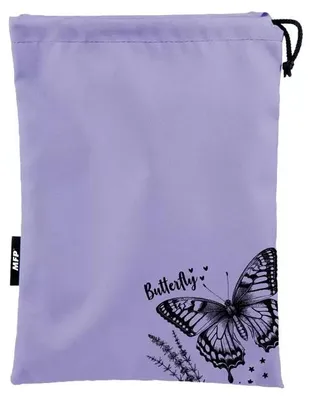 Image de Sac à chaussures pour enfants violet avec un papillon, 27 x 36 cm