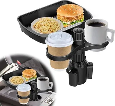 Produktbild von Automobilischer 3-in-1-Tisch mit Telefonhalter und abnehmbarem Tischblatt - 360-Grad-verstellbarer Auto-Tisch