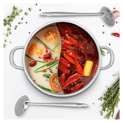 Produktbild von Shabu-Shabu-Pfanne mit Trennwand und Glasdeckel