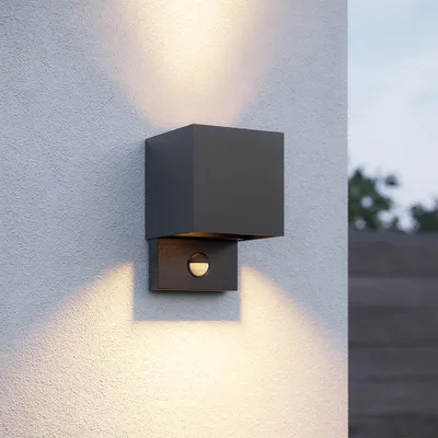 Image de HOFTRONIC - Applique murale LED 7W IP65 3000K Capteur Noir Cube