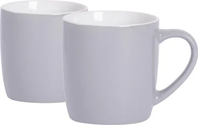 Produktbild von Argon Ta Farbige Kaffeetassen – 350 ml – Grau – 2er-Pack – Robuste Teetasse aus Steingut, spülmaschinen- und mikrowellengeeignet
