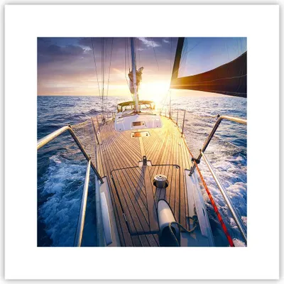 Produktbild von Poster - Poster ohne Rahmen - Segelboot Meer - 30x30 cm - Wand Bild - Wanddeko - Wandbilder - Kunstposter - Wandposter - Bilder - Kunstdruck - Wanddekoration - Wandbild - P2XAC30x30-4076