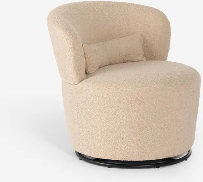 Produktbild von Sessel modern drehbar Wohnzimmer aus Bouclé-Stoff Yammy - Beige