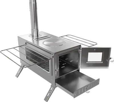 Image de Campingkachel Fioren - Poêle à bois portable RVS - Cheminée d'extérieur et barbecue - Pour le camping, le backpacking et la randonnée - Argenté