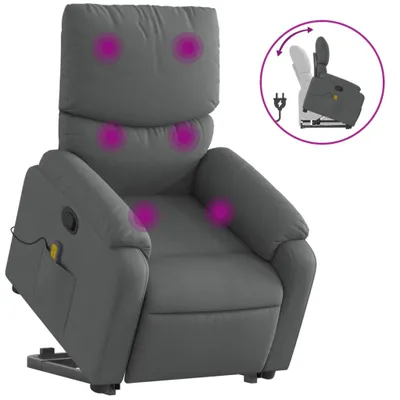 Produktbild von vidaXL Massagesessel mit Aufstehhilfe Dunkelgrau Stoff