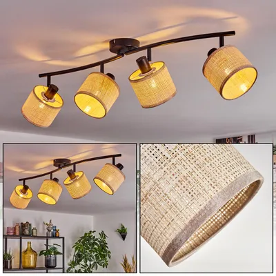 Produktbild von Schiavonea Deckenlampe aus Metall/Papiergeflecht in Schwarz/Beige, Boho-Style