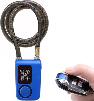 Produktbild von Fahrradschloss-Alarm mit Fernbedienung - Wasserdicht und Smart Keyless - 33 Zoll Kabel-Länge - Fahrrad-Sicherheit für Motorrad Scooter