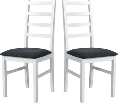 Image de Chaise de salle à manger, bois de chêne massif Chaise Chaise de cuisine - Set 2x Nilo 8 , blanc
