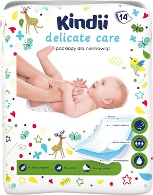 Produktbild von Kindii Delicate Care Einweg-Unterlagen 60x60, 14 Stück