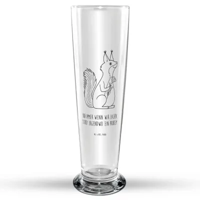 Produktbild von Mr. & Mrs. Panda Bierglas Eichhörnchen Blume - Transparent - Geschenk, Lustige Sprüche, glücklich Spruch, Bier Glas, Glasbecher, Trinkglas, Glasbierglas, Motivation, Spaß