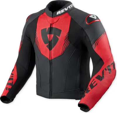 Produktbild von Revit Argon 3 perforierte Motorrad Lederjacke, schwarz/neon-rot, 52