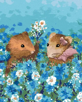 Produktbild von Zuty - Malen nach Zahlen - EIN HAMSTERPAAR AUF DER WIESE, 40x50 cm, ohne Keilrahmen